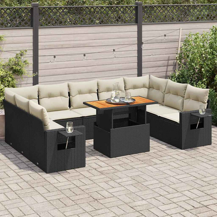 Set Canapele De Grădină Cu Perne, 10 Piese, , Poliratan