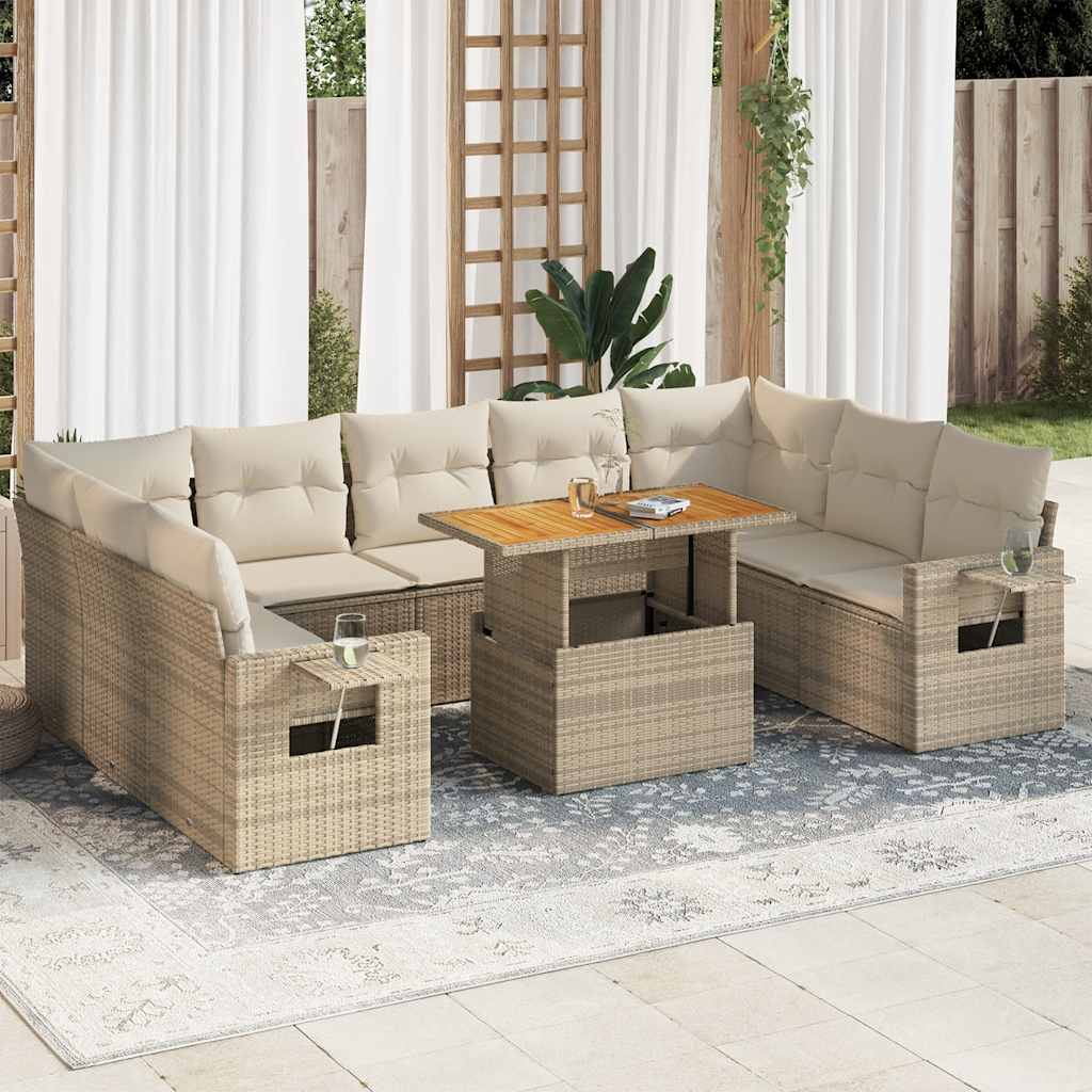 Set Canapele De Grădină Cu Perne, 10 Piese, , Poliratan