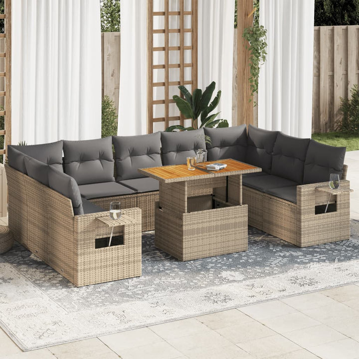Set Canapele De Grădină Cu Perne, 10 Piese, , Poliratan
