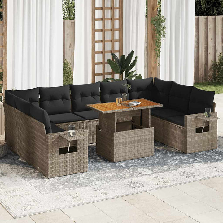 Set Canapele De Grădină Cu Perne, 10 Piese, , Poliratan