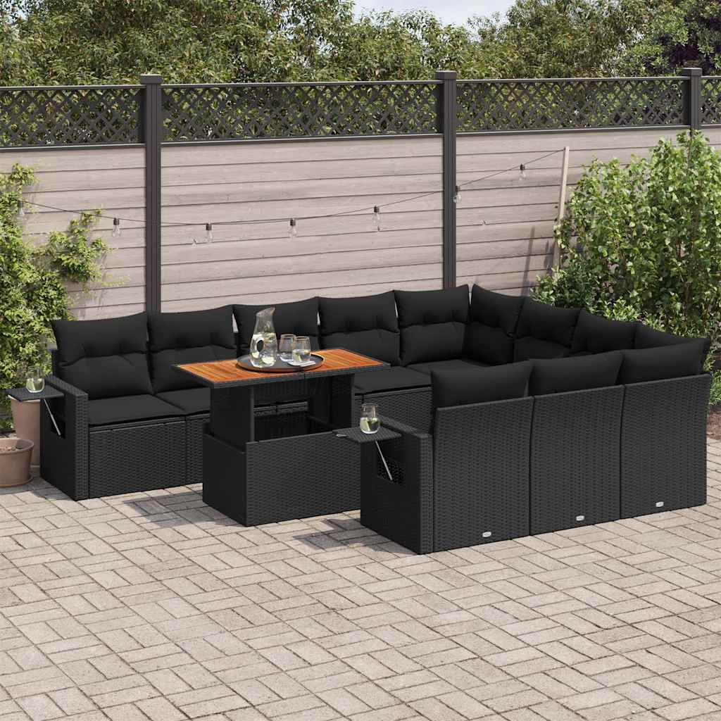 Set Canapele De Grădină Cu Perne, 11 Piese, , Poliratan