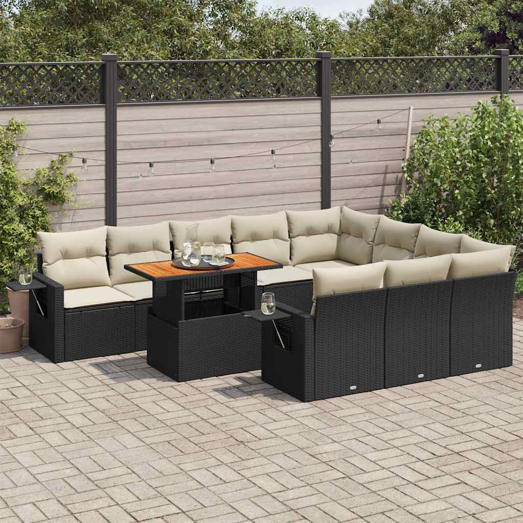 Set Canapele De Grădină Cu Perne, 11 Piese, , Poliratan