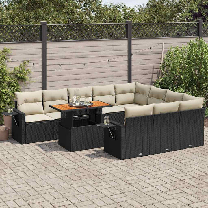 Set Canapele De Grădină Cu Perne, 11 Piese, , Poliratan