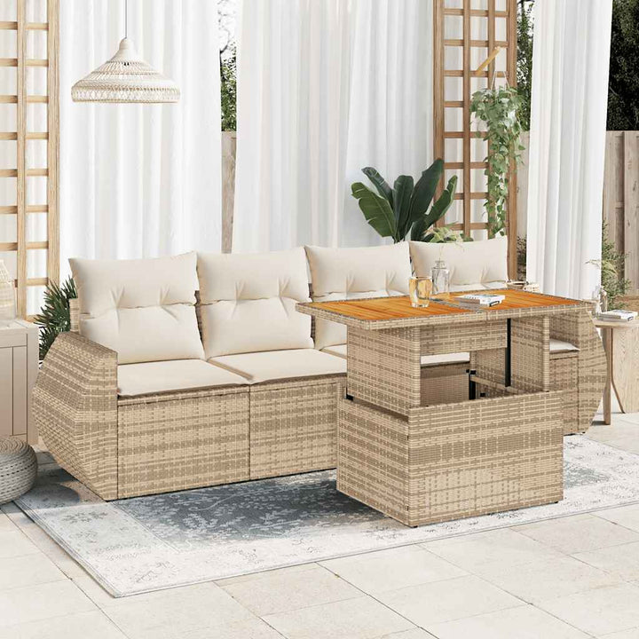 Set Mobilier De Grădină Cu Perne, 5 Piese, Negru, Poliratan