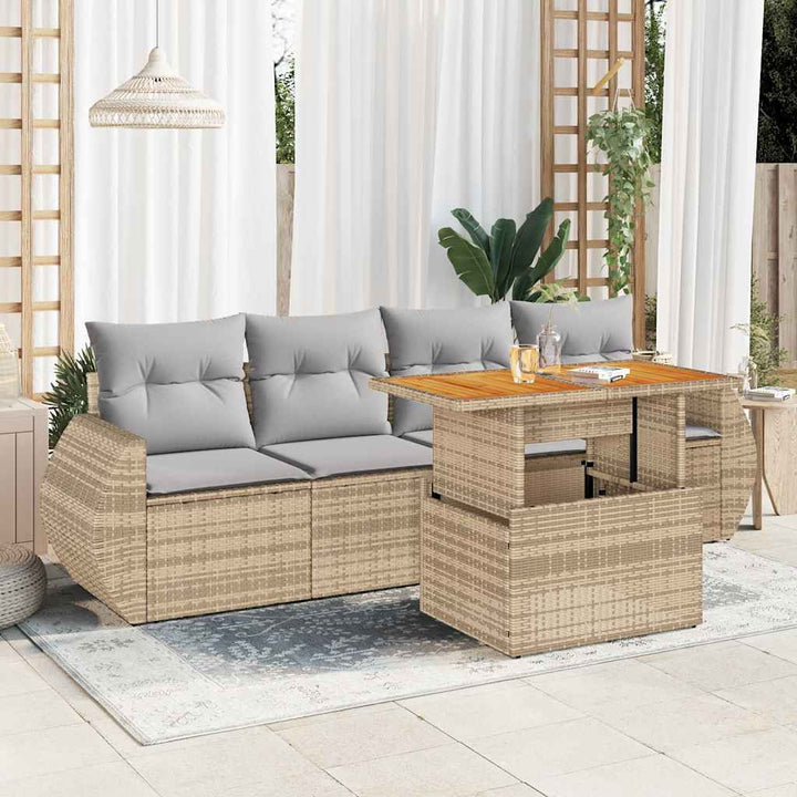 Set Mobilier De Grădină Cu Perne, 5 Piese, Negru, Poliratan