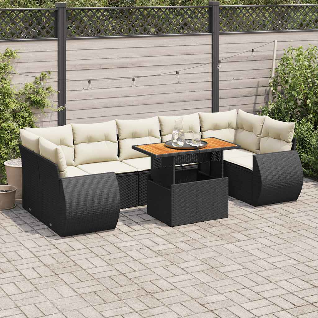 Set Canapele De Grădină, 8 Piese, Cu Perne, Bej, Poliratan