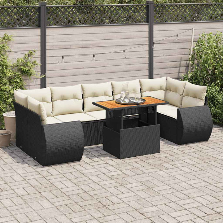 Set Canapele De Grădină, 8 Piese, Cu Perne, Bej, Poliratan