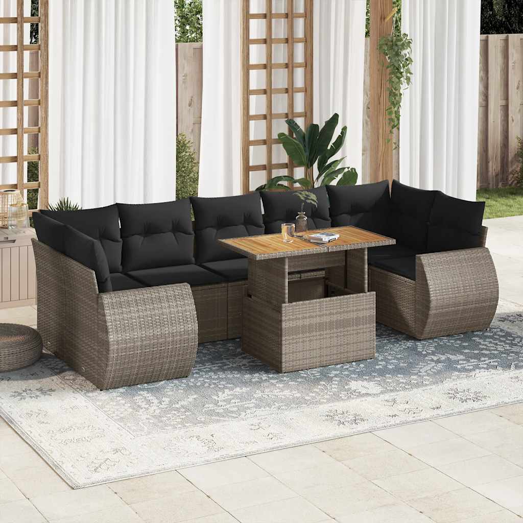Set Canapele De Grădină, 8 Piese, Cu Perne, Bej, Poliratan