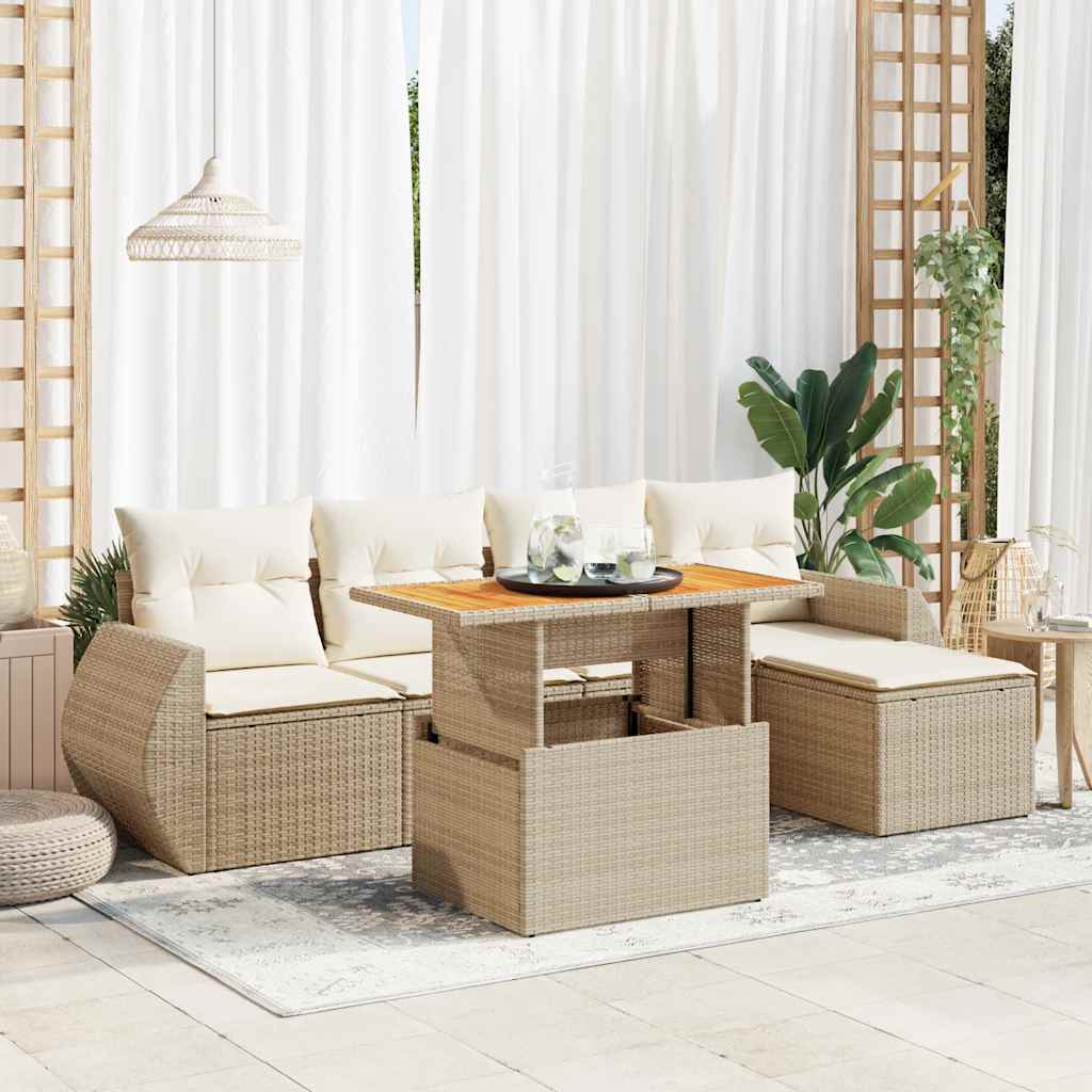 Set Mobilier De Grădină Cu Perne, 6 Piese, Negru, Poliratan
