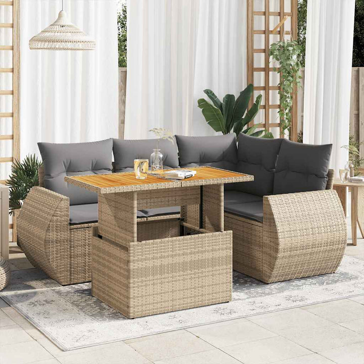 Set Mobilier De Grădină Cu Perne, 5 Piese, Negru, Poliratan