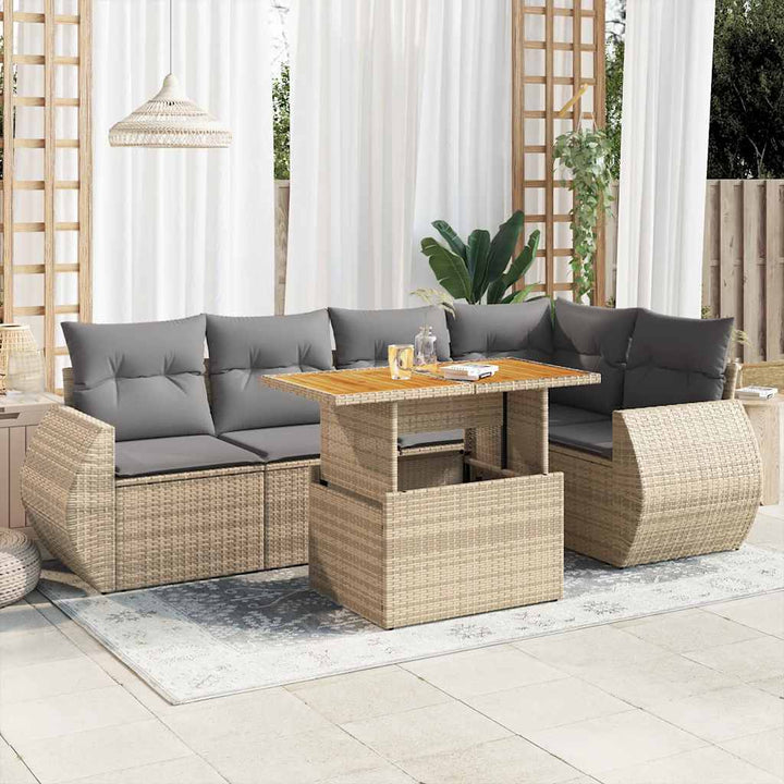 Set Mobilier De Grădină Cu Perne, 6 Piese, Negru, Poliratan