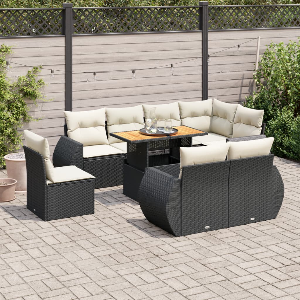Set Mobilier De Grădină Cu Perne, 9 Piese, , Poliratan