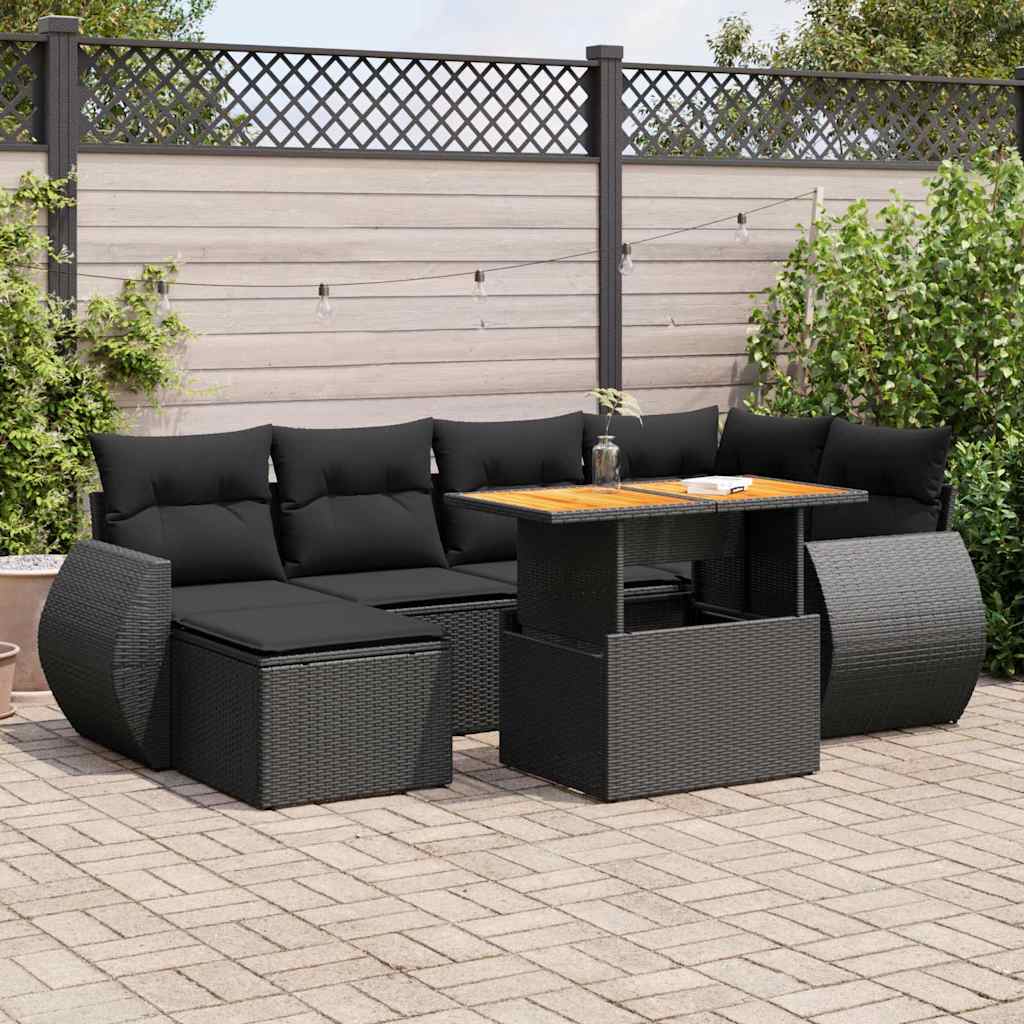 Set Canapele De Grădină, 7 Piese, Cu Perne, , Poliratan