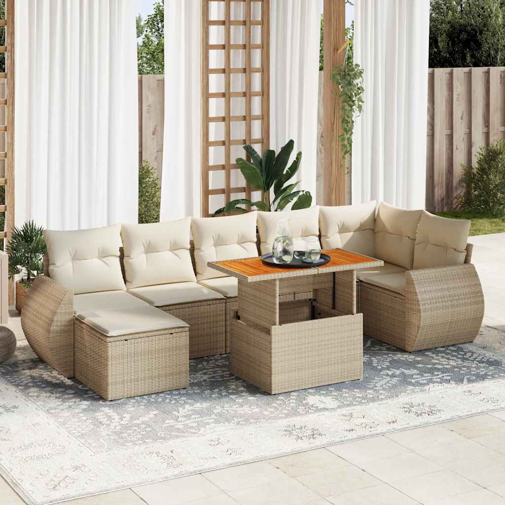 Set Mobilier De Grădină Cu Perne, 8 Piese, Negru, Poliratan