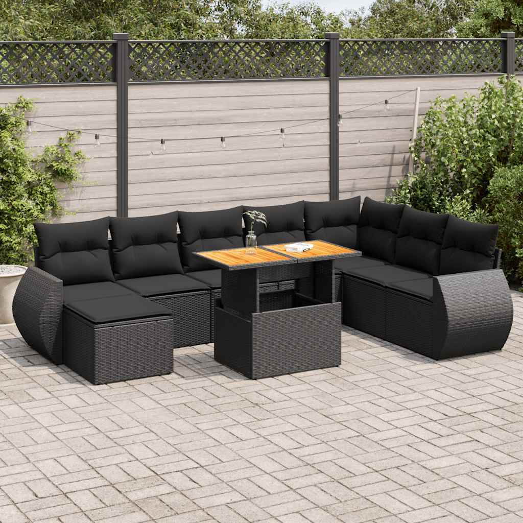 Set Mobilier De Grădină Cu Perne, 9 Piese, , Poliratan