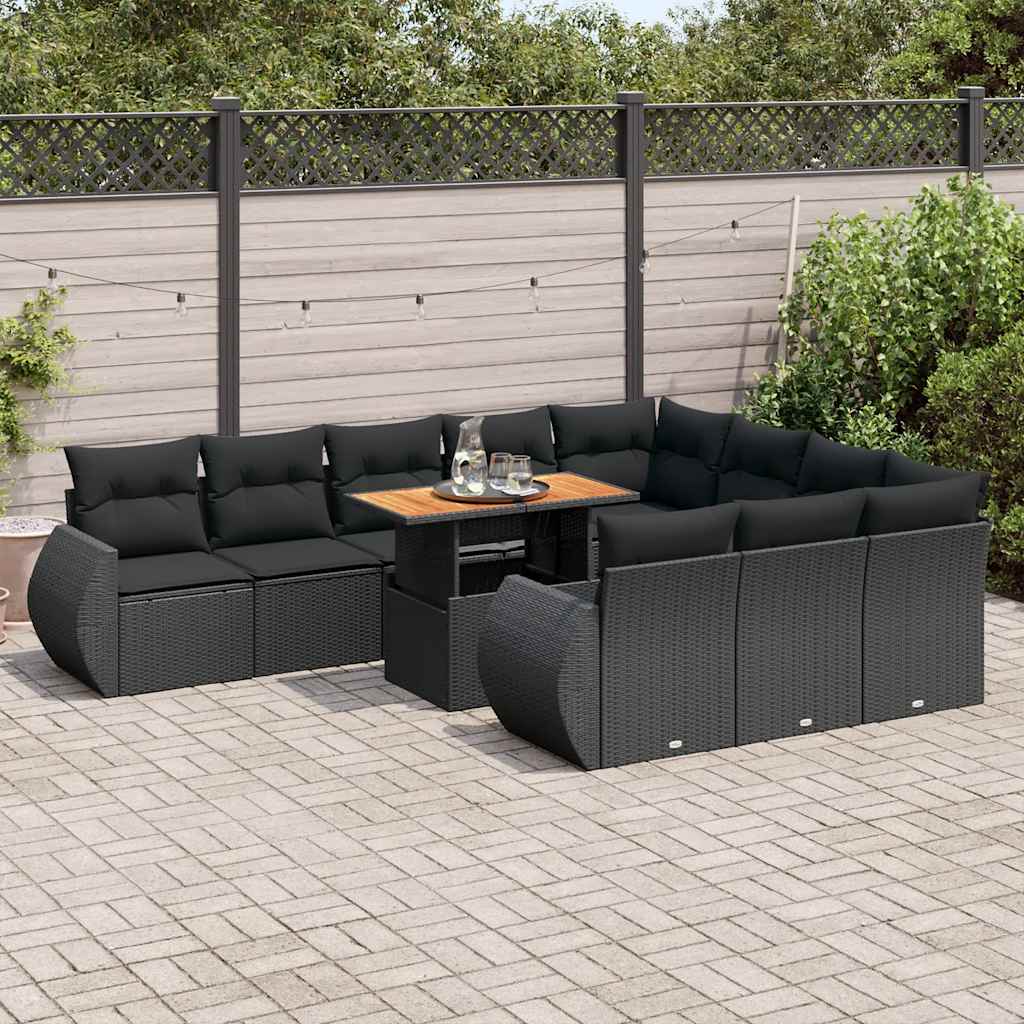 Set Canapele De Grădină Cu Perne, 11 Piese, , Poliratan