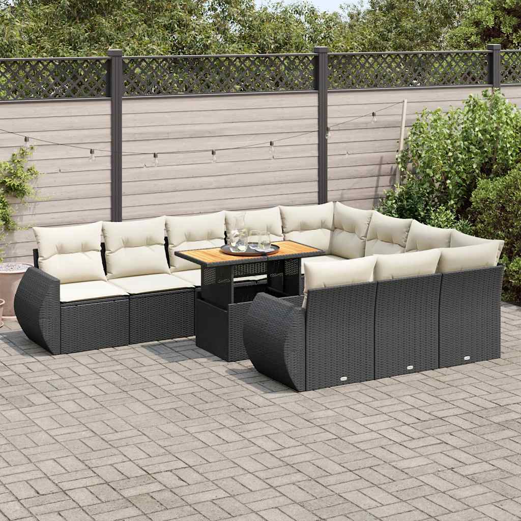 Set Canapele De Grădină Cu Perne, 11 Piese, , Poliratan