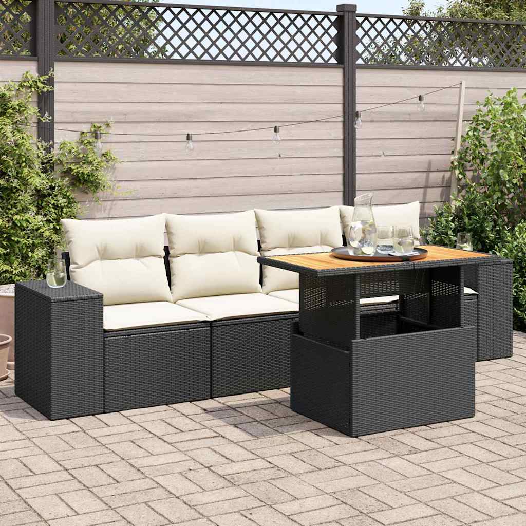 Set Canapea De Grădină Cu Perne, 5 Piese, , Poliratan