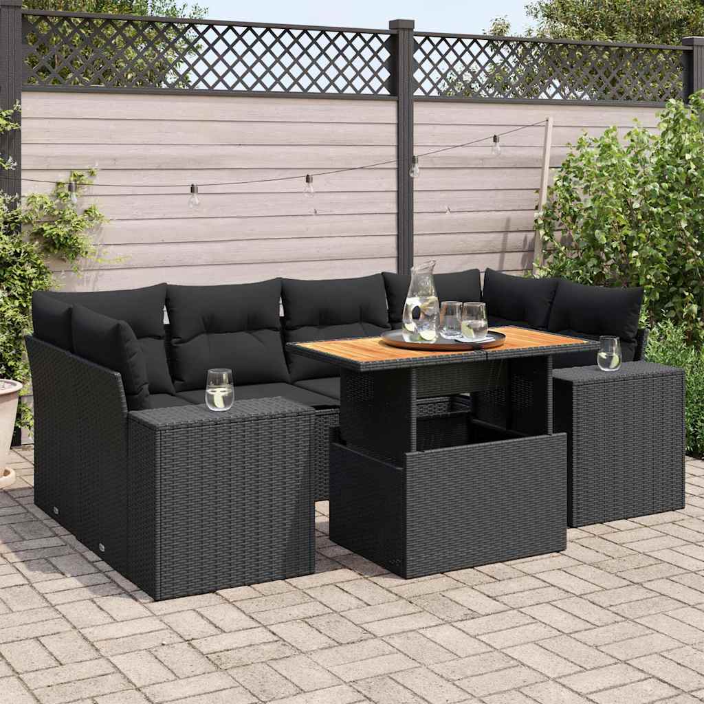 Set Canapele De Grădină, 7 Piese, Cu Perne, , Poliratan
