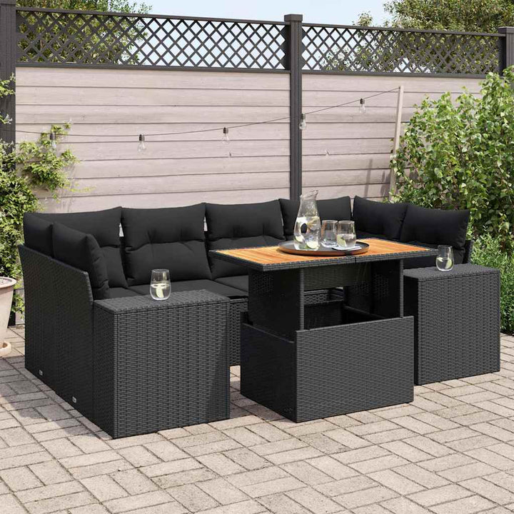 Set Canapele De Grădină, 7 Piese, Cu Perne, , Poliratan