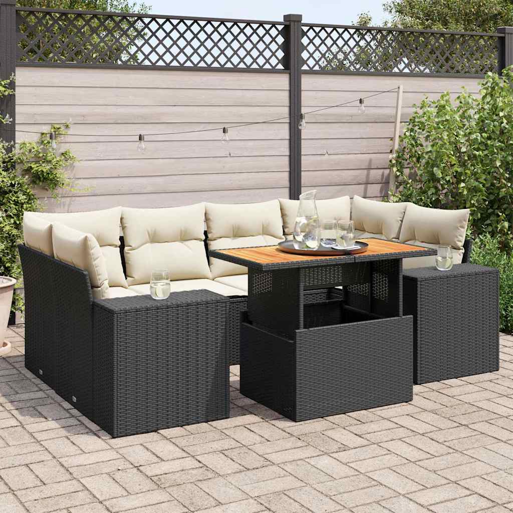 Set Canapele De Grădină, 7 Piese, Cu Perne, , Poliratan