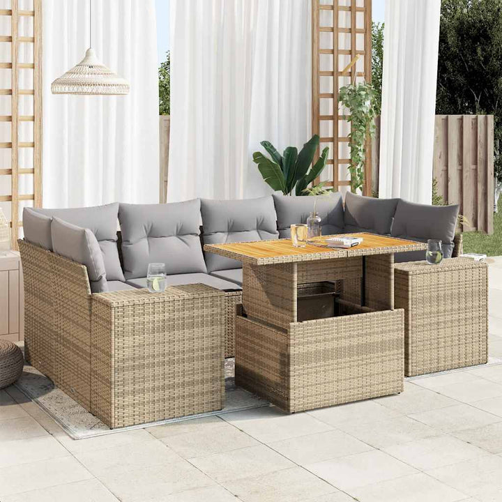 Set Canapele De Grădină, 7 Piese, Cu Perne, , Poliratan