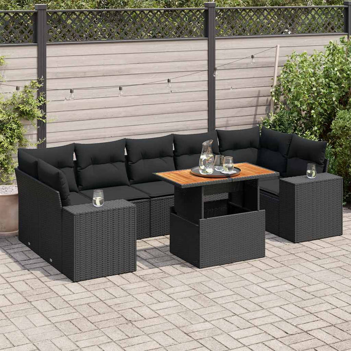 Set Canapele De Grădină, 8 Piese, Cu Perne, Bej, Poliratan