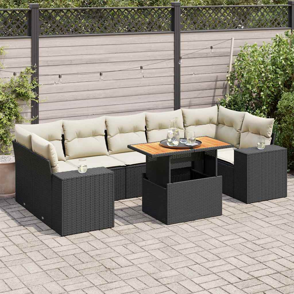 Set Canapele De Grădină, 8 Piese, Cu Perne, Bej, Poliratan