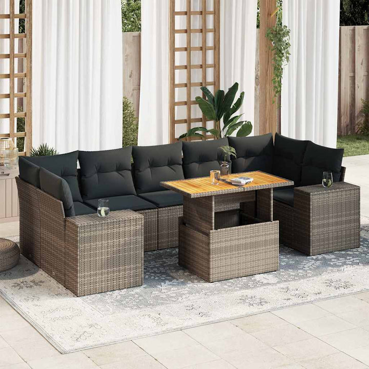 Set Canapele De Grădină, 8 Piese, Cu Perne, Bej, Poliratan