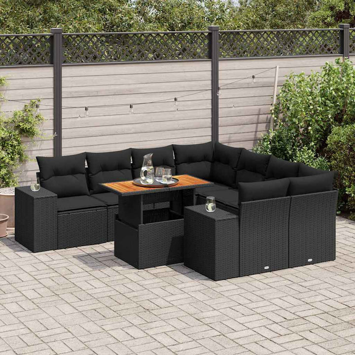 Set Mobilier De Grădină Cu Perne, 9 Piese, , Poliratan