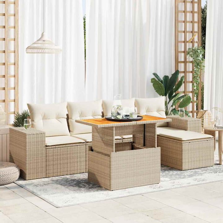 Set Mobilier De Grădină Cu Perne, 6 Piese, Negru, Poliratan