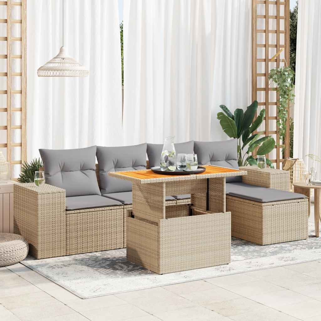 Set Mobilier De Grădină Cu Perne, 6 Piese, Negru, Poliratan
