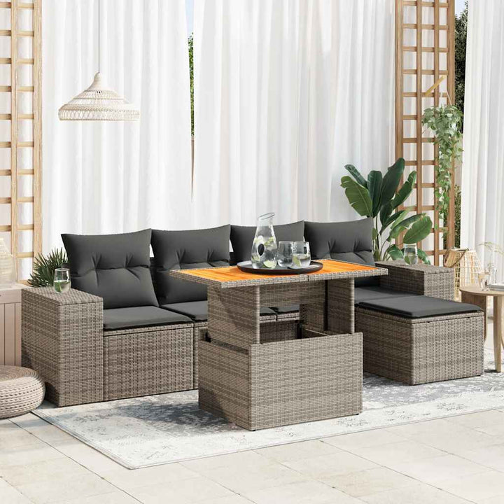 Set Mobilier De Grădină Cu Perne, 6 Piese, Negru, Poliratan