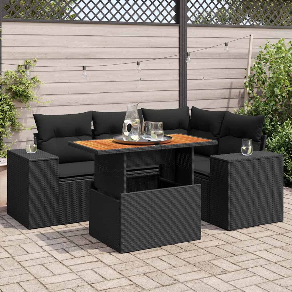 Set Canapele De Grădină Cu Perne, 5 Piese, Bej, Poliratan