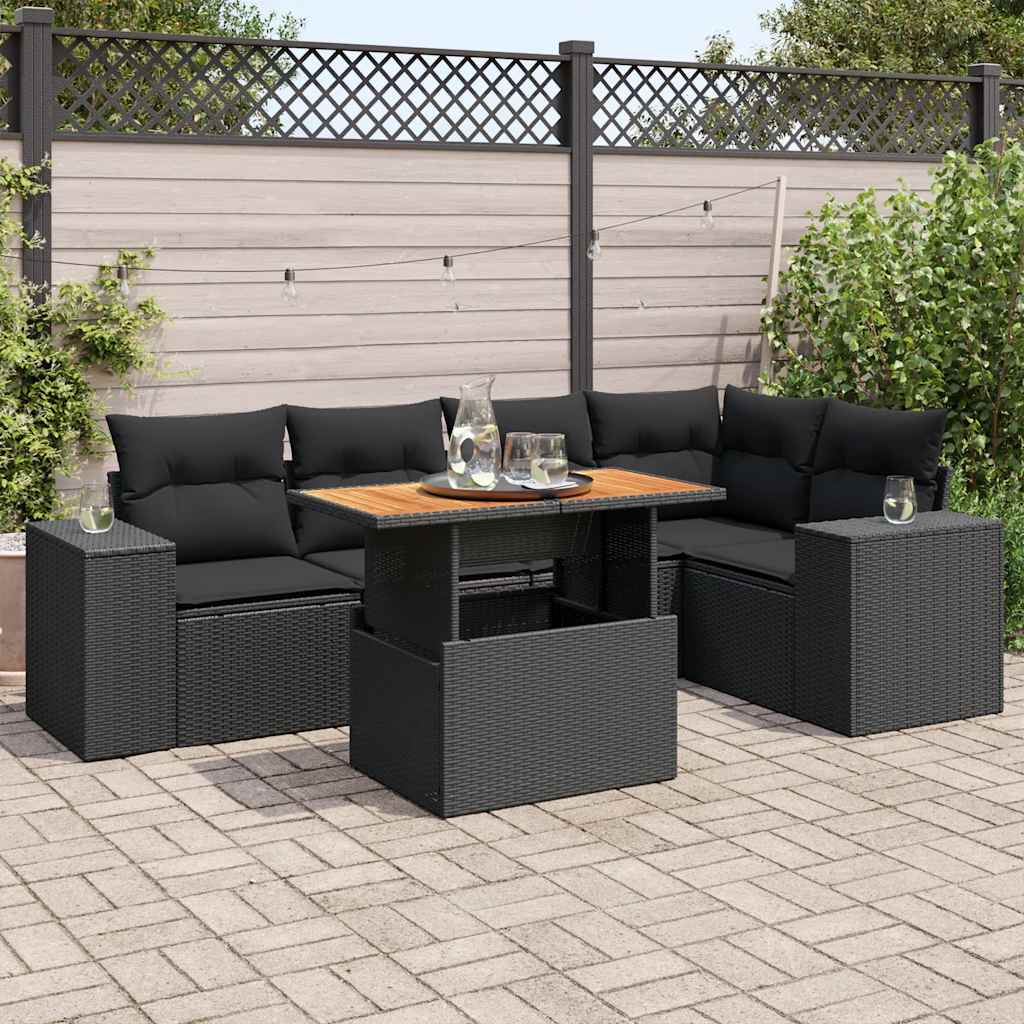 Set Mobilier De Grădină Cu Perne, 6 Piese, , Poliratan
