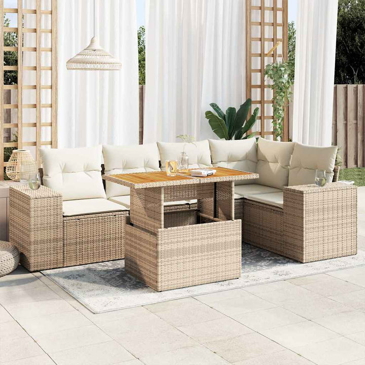 Set Mobilier De Grădină Cu Perne, 6 Piese, , Poliratan