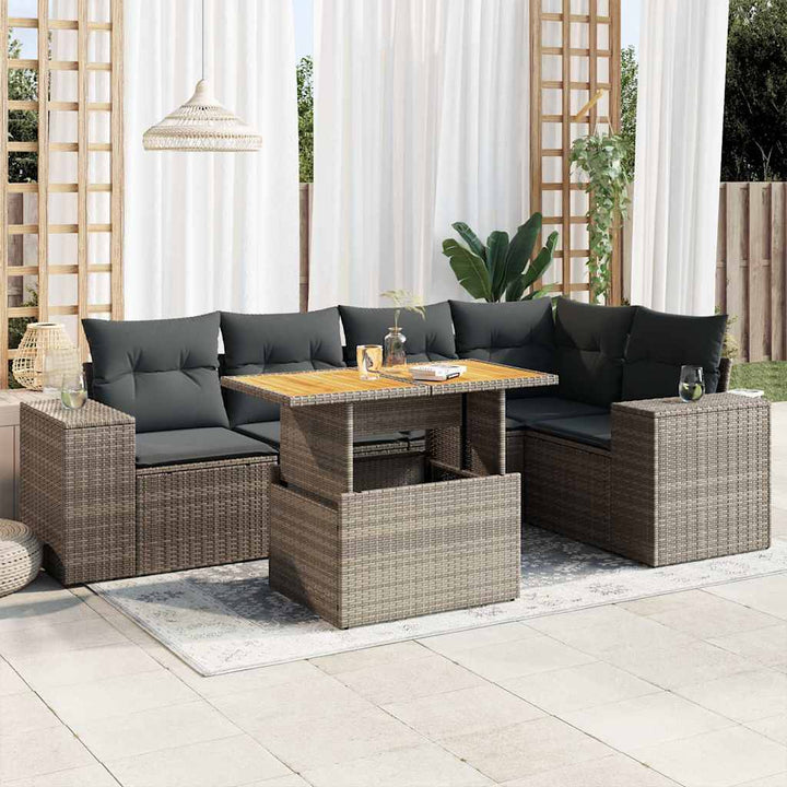 Set Mobilier De Grădină Cu Perne, 6 Piese, , Poliratan