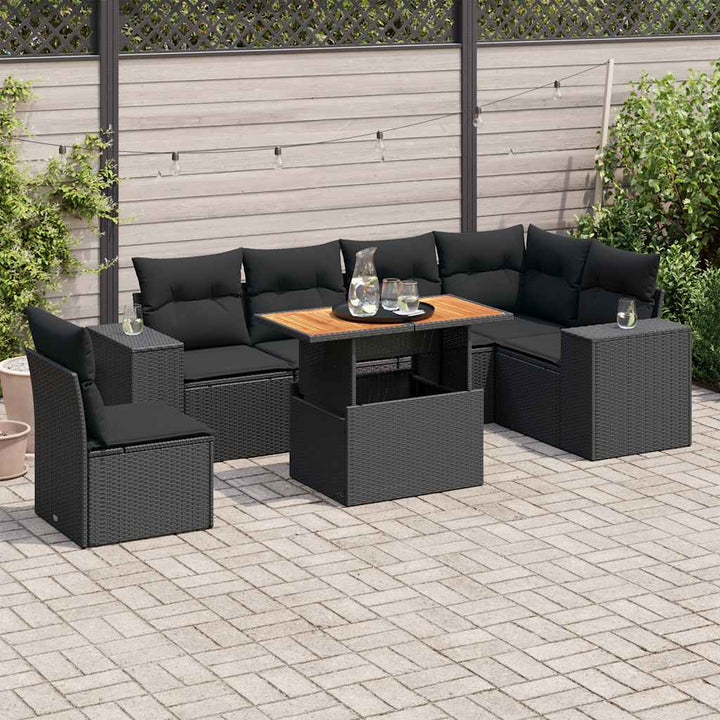 Set Canapele De Grădină Cu Perne, 7 Piese, , Poliratan