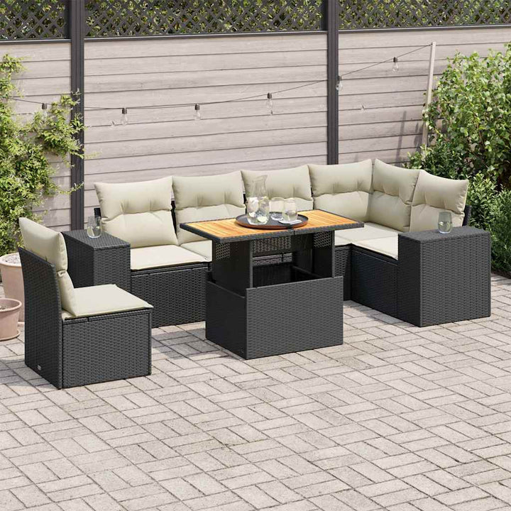 Set Canapele De Grădină Cu Perne, 7 Piese, , Poliratan
