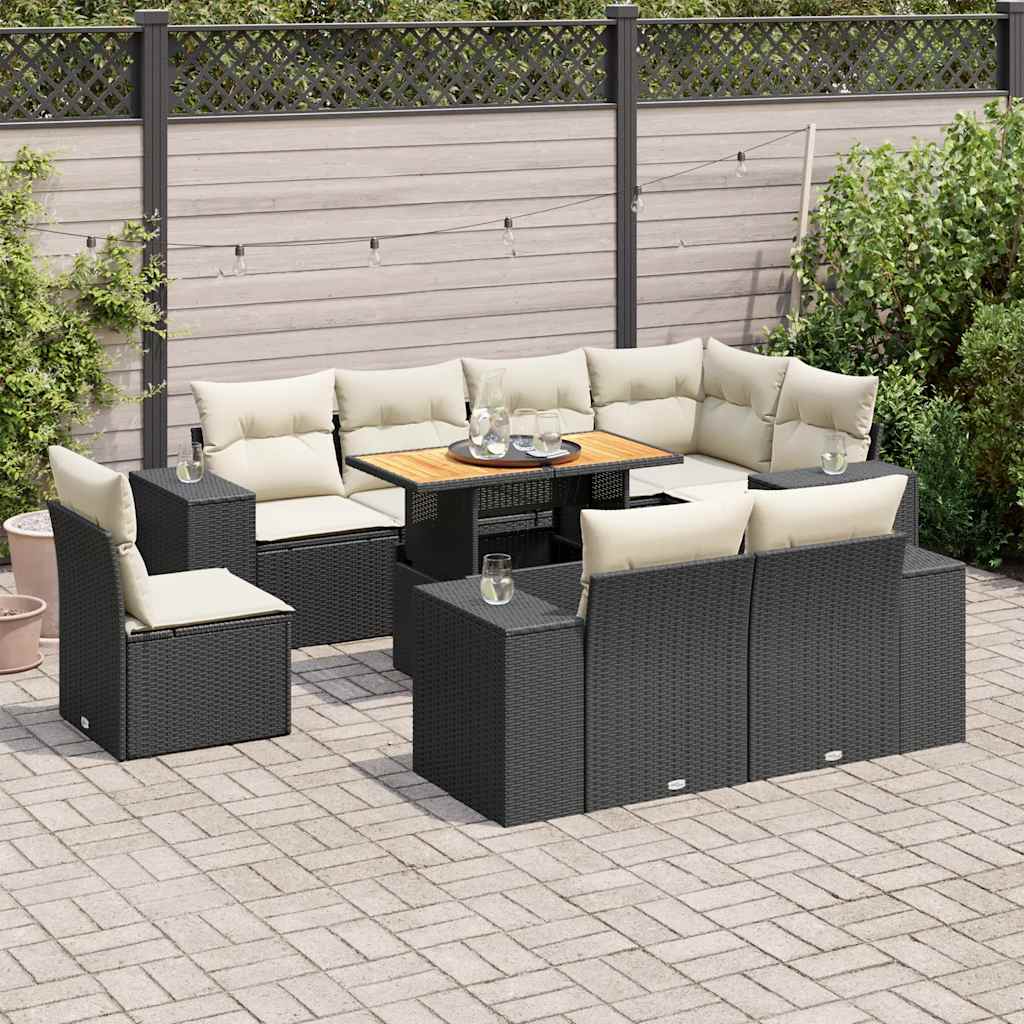 Set Mobilier De Grădină Cu Perne, 9 Piese, , Poliratan