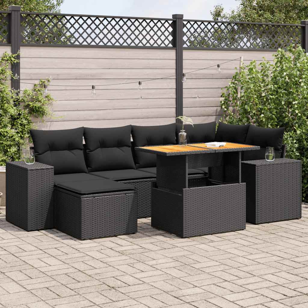 Set Canapele De Grădină Cu Perne, 7 Piese, , Poliratan