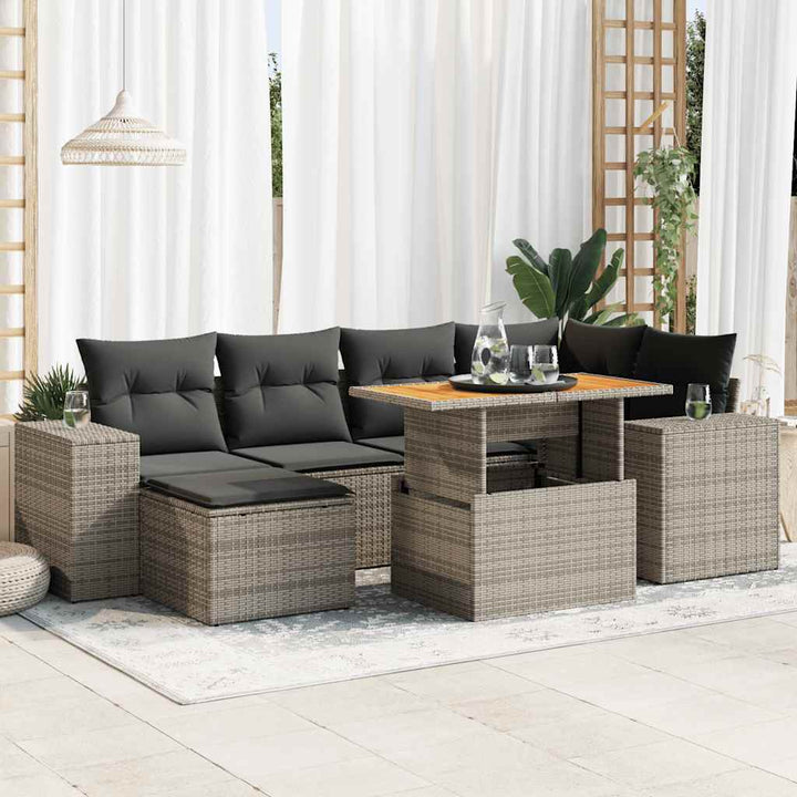 Set Canapele De Grădină Cu Perne, 7 Piese, , Poliratan