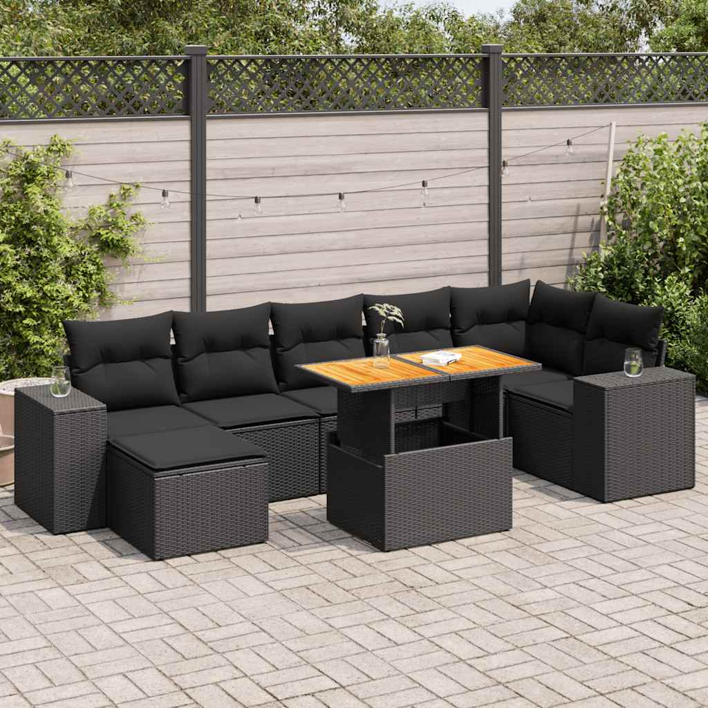 Set Mobilier De Grădină Cu Perne, 8 Piese, , Poliratan