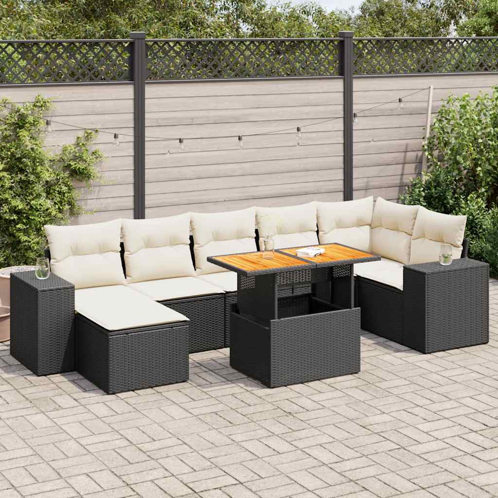Set Mobilier De Grădină Cu Perne, 8 Piese, , Poliratan