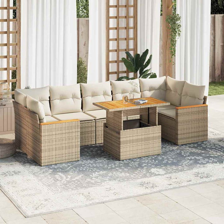 Set Mobilier De Grădină Cu Perne, 8 Piese, Negru, Poliratan