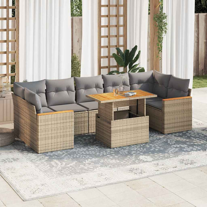 Set Mobilier De Grădină Cu Perne, 8 Piese, Negru, Poliratan