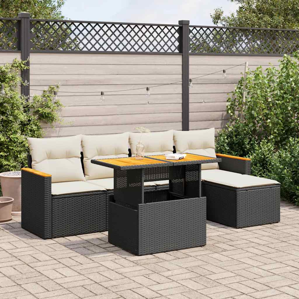 Set Mobilier Grădină Cu Perne, 6 Piese, , Poliratan