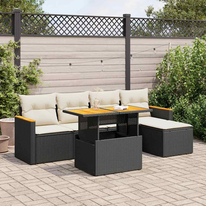 Set Mobilier Grădină Cu Perne, 6 Piese, , Poliratan