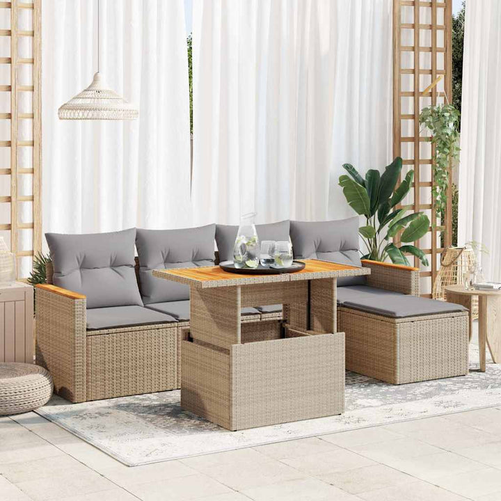 Set Mobilier Grădină Cu Perne, 6 Piese, , Poliratan