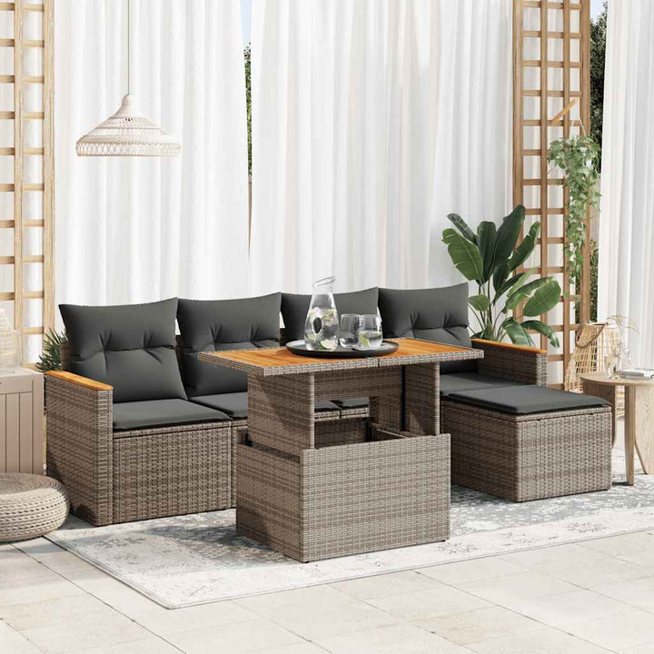 Set Mobilier Grădină Cu Perne, 6 Piese, , Poliratan